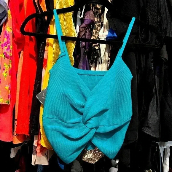 NWT Zaful Green Teal Blue Tank Ribbed Twisted - Picture 2 of 9